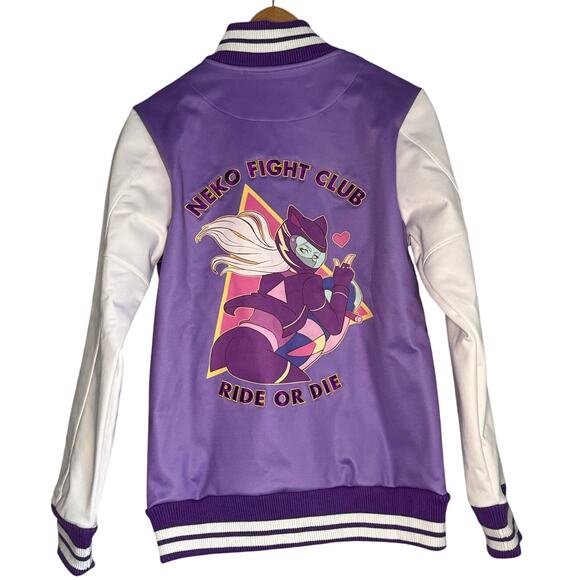 Mori Galaxy Neko Fight Club Jacket Women’s M Purple Varsity Anime Style - Picture 4 of 10